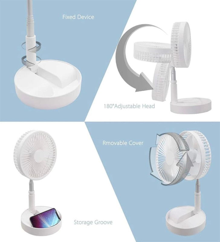 Teleskopik Fan Vantilatör 4 Modlu Şarjlı Katlanabilir Yükseltilebilir Taşınabilir Serinletici Portatif Masa Vantilatörü ( Lisiny