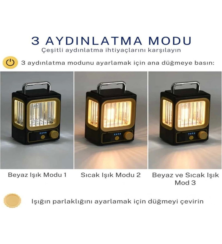Ampul Solar Şarj Edilebilir 12 Led 1 Rustikli Led Kamp Lambası ( Lisinya )