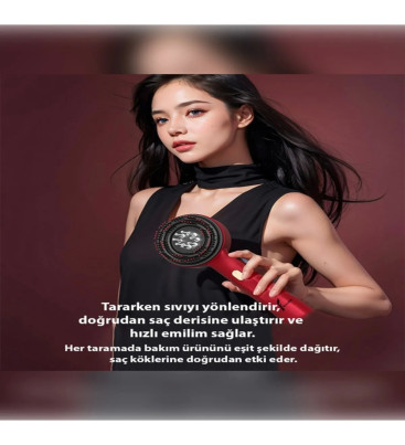 Şarjlı Ve Titreşimli Saç Masaj Tarağı Bakım Yağı Hazneli Fırça ( Lisinya )