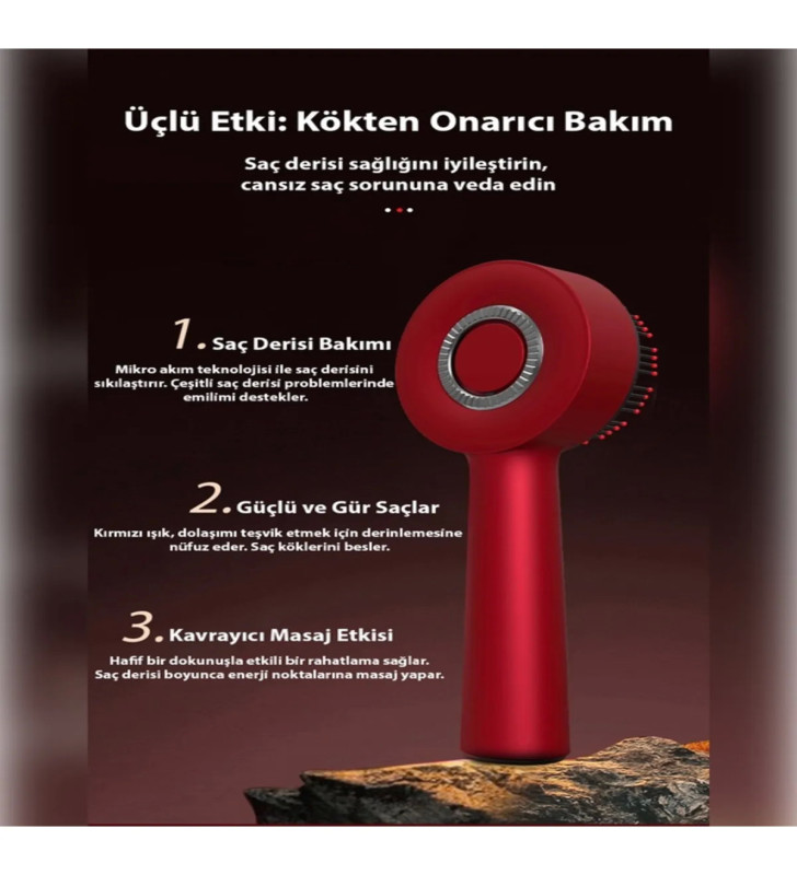 Şarjlı Ve Titreşimli Saç Masaj Tarağı Bakım Yağı Hazneli Fırça ( Lisinya )