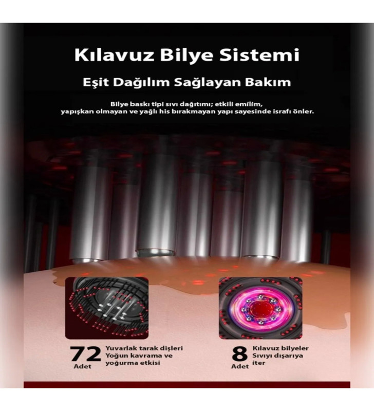 Şarjlı Ve Titreşimli Saç Masaj Tarağı Bakım Yağı Hazneli Fırça ( Lisinya )