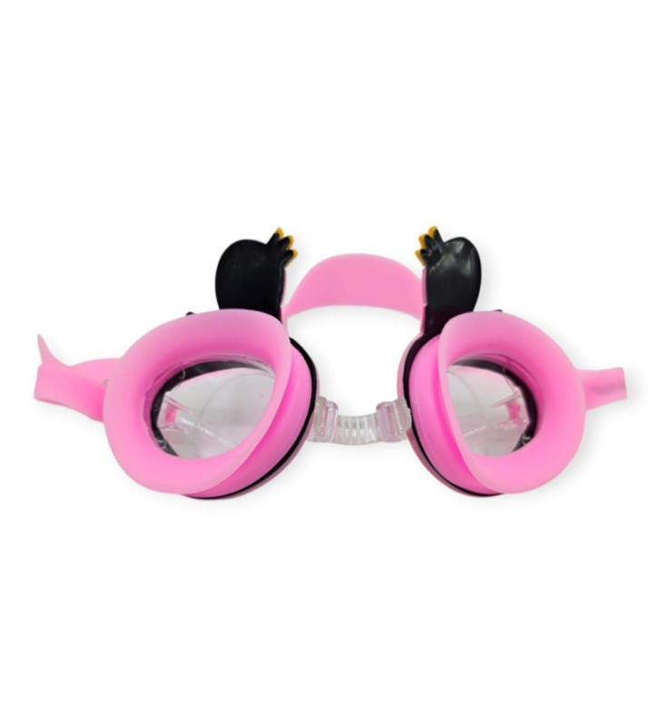 Çocuk Yüzücü Gözlüğü Silikon Taşıma Çantalı Pembe Kuğu - 9014 (Lisinya)