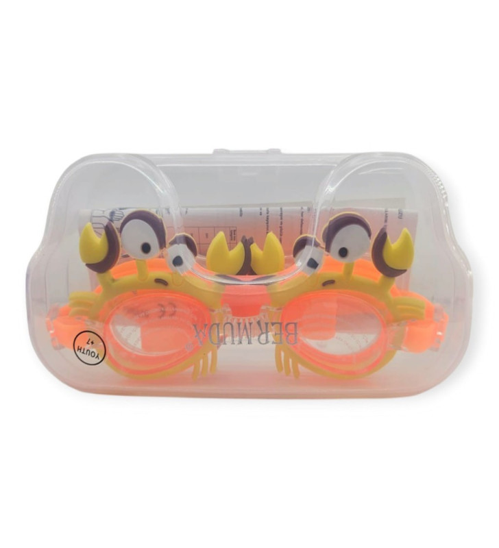 Çocuk Yüzücü Gözlüğü Silikon Taşıma Çantalı Turuncu Yengeç - 9014 (Lisinya)