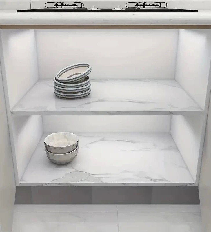 Mermer Desenli Mutfak Duvar Kağıdı Sticker - 5m x 60cm: Su ve Yağa Dayanıklı, Yüksek Sıcaklık Esnekliğine Sahip Tezgah, Dolap, O