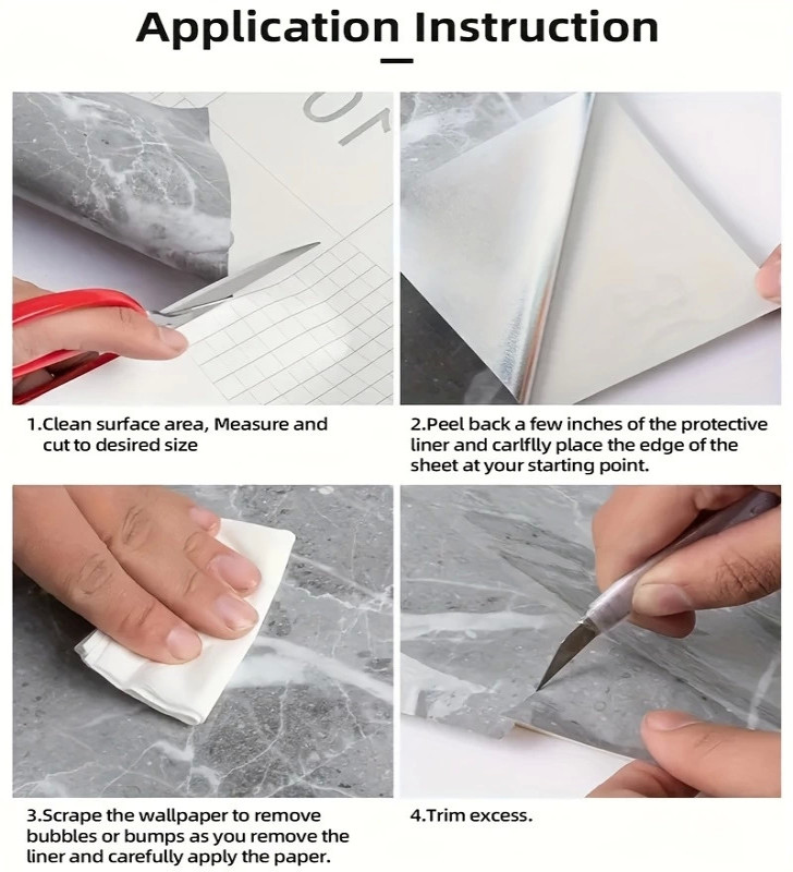 Mermer Desenli Mutfak Duvar Kağıdı Sticker - 5m x 60cm: Su ve Yağa Dayanıklı, Yüksek Sıcaklık Esnekliğine Sahip Tezgah, Dolap, O