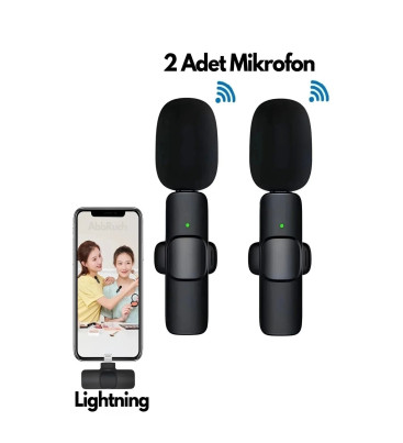 Type-C Çiftli Kablosuz Yaka Mikrofonu Seti - YouTube, TikTok, Vlog ve Canlı Yayınlar İçin Telefon Uyumlu Çift Mikrofon ( Lisinya