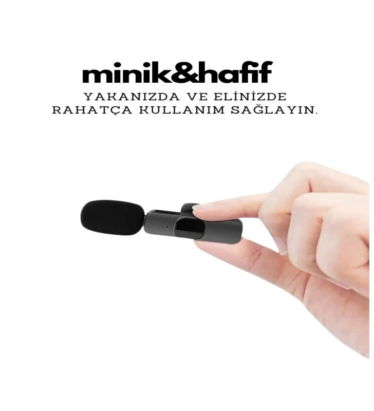 Type-C Çiftli Kablosuz Yaka Mikrofonu Seti - YouTube, TikTok, Vlog ve Canlı Yayınlar İçin Telefon Uyumlu Çift Mikrofon ( Lisinya