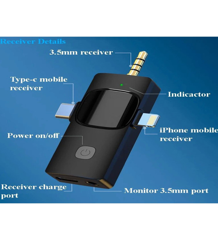 Yüksek Kalite Profesyonel 3 In 1 Kablosuz Taşınabilir Yaka Mikrofonu Youtube Facebook Tiktok - Lisinya