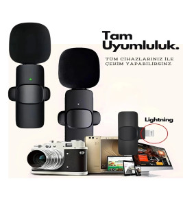 Type-C Çiftli Kablosuz Yaka Mikrofon Seti Telefon Vlog Canlı Yayın TikTok YouTube Uyumlu ( Lisinya )