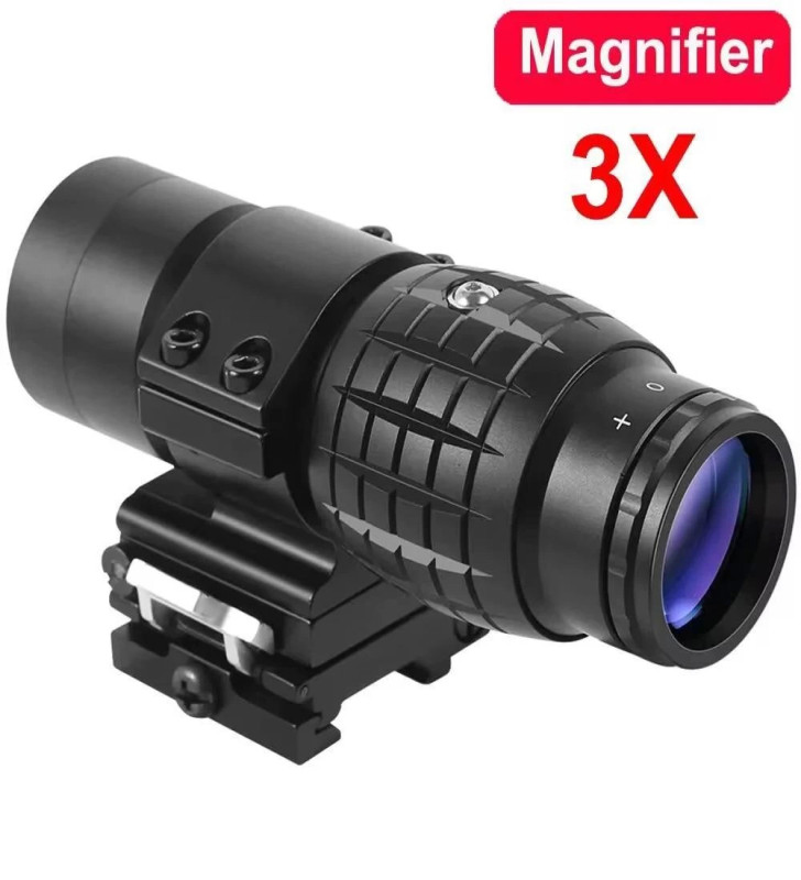 Magnifier 3x Yakınlaştırmalı Dürbün - 22mm Ray Uyumlu, Katlanır Yaylı Ayaklı ( Lisinya )