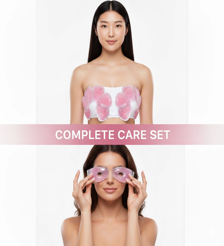 Sıcak Soğuk Göğüs Pedi 2’li ve Jel Boncuklu Göz Maskesi Seti – Emziren Anneler İçin ( Lisinya )
