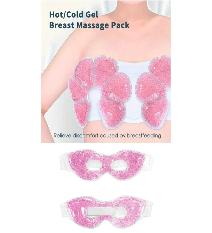 Sıcak Soğuk Göğüs Pedi 2’li ve Jel Boncuklu Göz Maskesi Seti – Emziren Anneler İçin ( Lisinya )