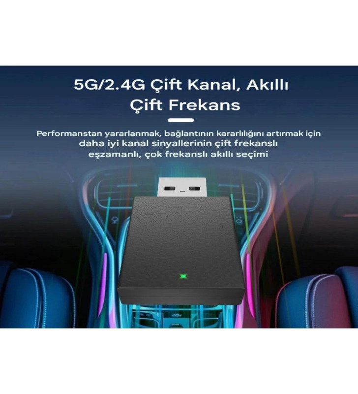 Kablosuz Android Auto/Car Play USB Dongle Cihazı ( Lisinya )