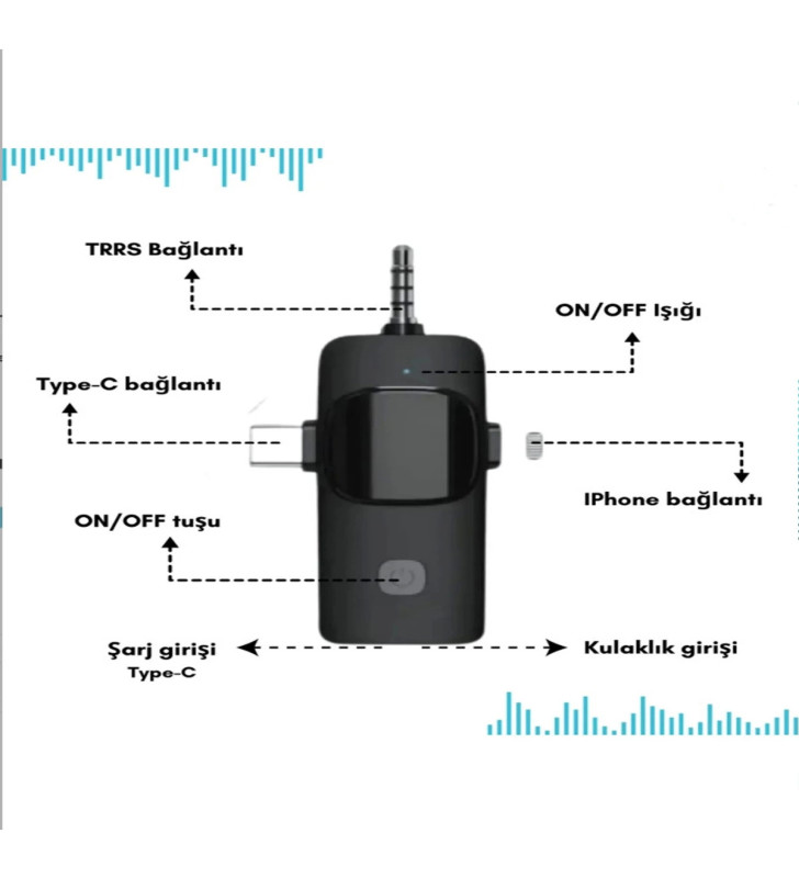 Yüksek Kalite Profesyonel 3 In 1 Kablosuz Taşınabilir Yaka Mikrofonu Tüylü - Lisinya