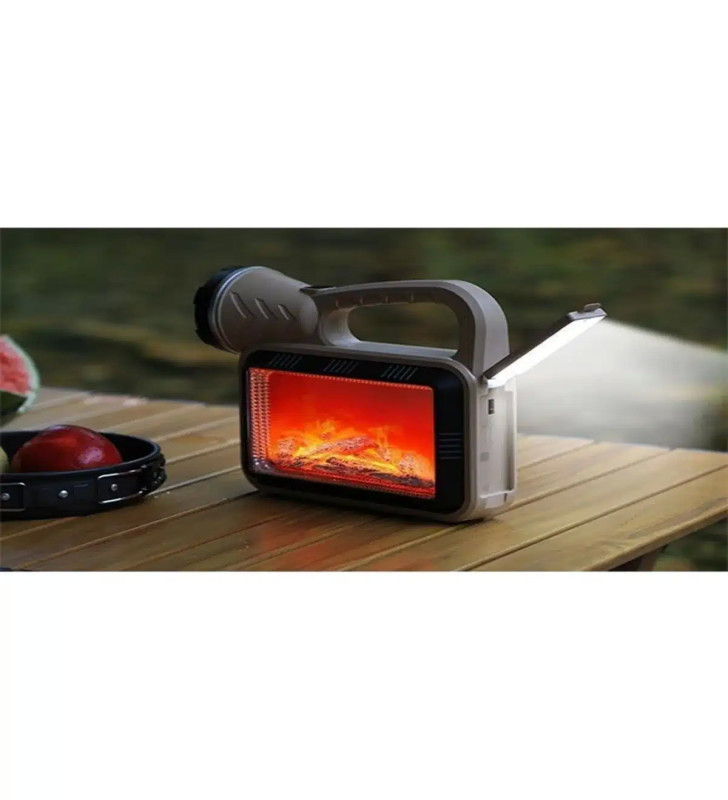 Güneş Enerjili ŞÖMİNELİ Çok Fonksiyonlu Çift Işık Kaynağı USB Şarjlı SOLAR EL FENERİ ( Lisinya )