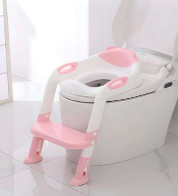 Softy Merdivenli Tuvalet Adaptörü - Çocuğunuz İçin Güvenli ve Konforlu Tuvalet Eğitimi Pembe ( Lisinya )