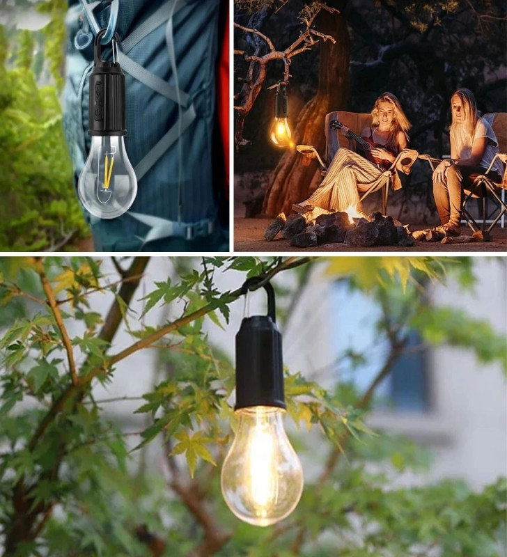 Şarj Olabilen 3 Farklı Mod Led'li Kendiliğinden Asma Kancalı Kamp,dış Cephe Lambası ( Lisinya )