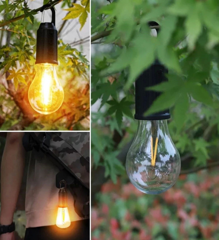 Şarj Olabilen 3 Farklı Mod Led'li Kendiliğinden Asma Kancalı Kamp,dış Cephe Lambası ( Lisinya )