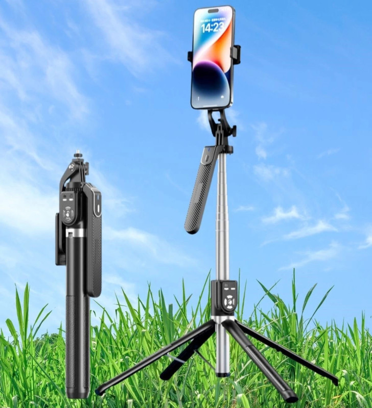 Kumandalı 360 Derece Dönebilen Cep Telefonu Ve Kamera Tripodu 2.2m Uzayabilen Selfie Çubuğu ( Lisinya )