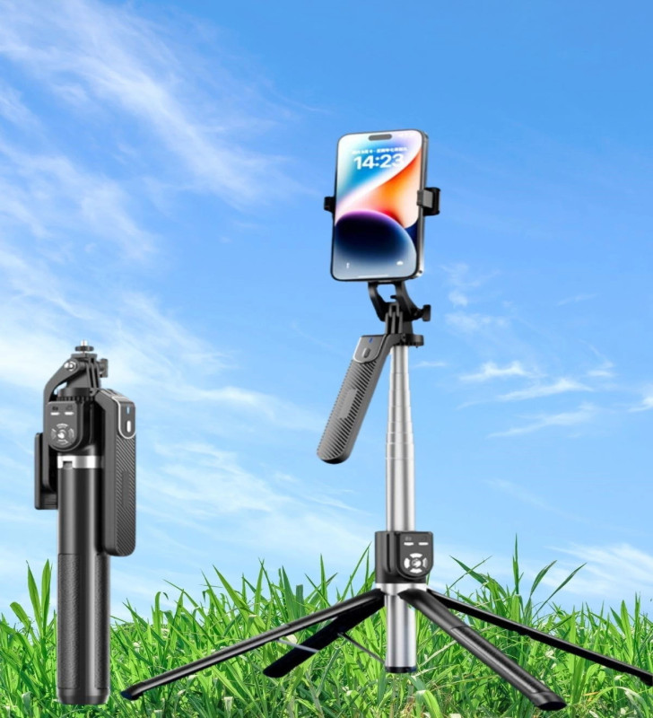 Kumandalı 360 Derece Dönebilen Cep Telefonu Ve Kamera Tripodu 2.2m Uzayabilen Selfie Çubuğu ( Lisinya )