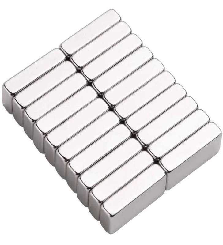 50 Adet 20x10x5 mm Neodyum Magnet N35 Güçlü Mıknatıs Köşeli ve Dayanıklı Nikel Kaplama ( Lisinya )