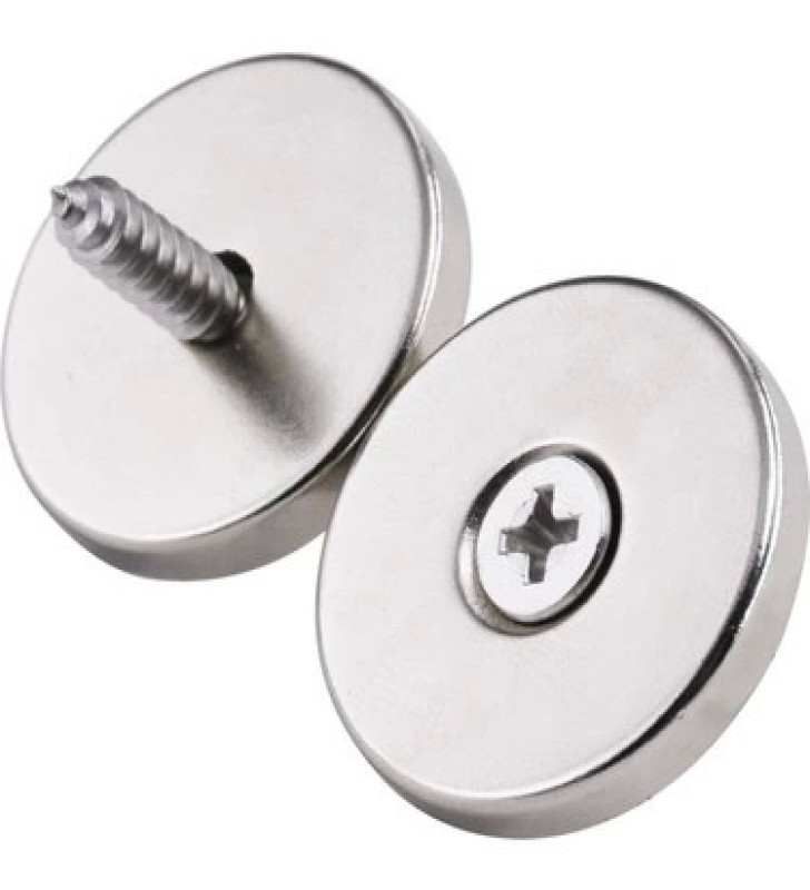 2 Adet 25x10/5x5,5 mm Neodyum Mıknatıs Havşa Delikli Magnet Vida Atılabilir N35 Nikel Paslanmaz ( Lisinya )