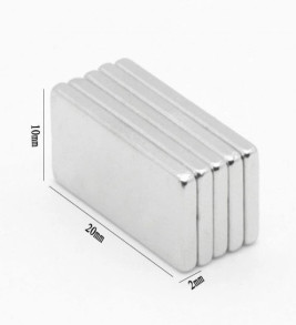 20×10×2 mm N35 Neodyum Mıknatıs – Köşeli, Nikel Kaplama (50’li Set) ( Lisinya )