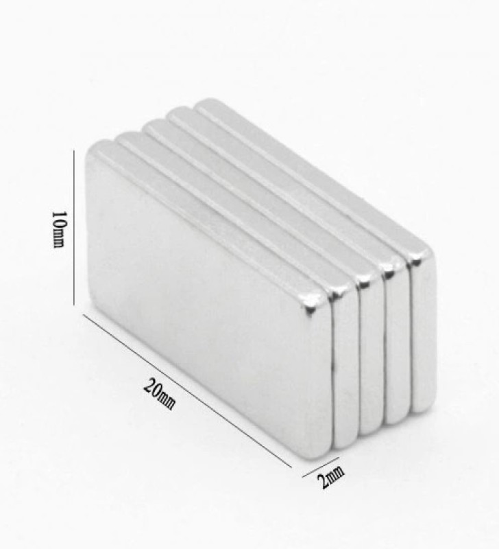 20×10×2 mm N35 Neodyum Mıknatıs – Köşeli, Nikel Kaplama (50’li Set) ( Lisinya )