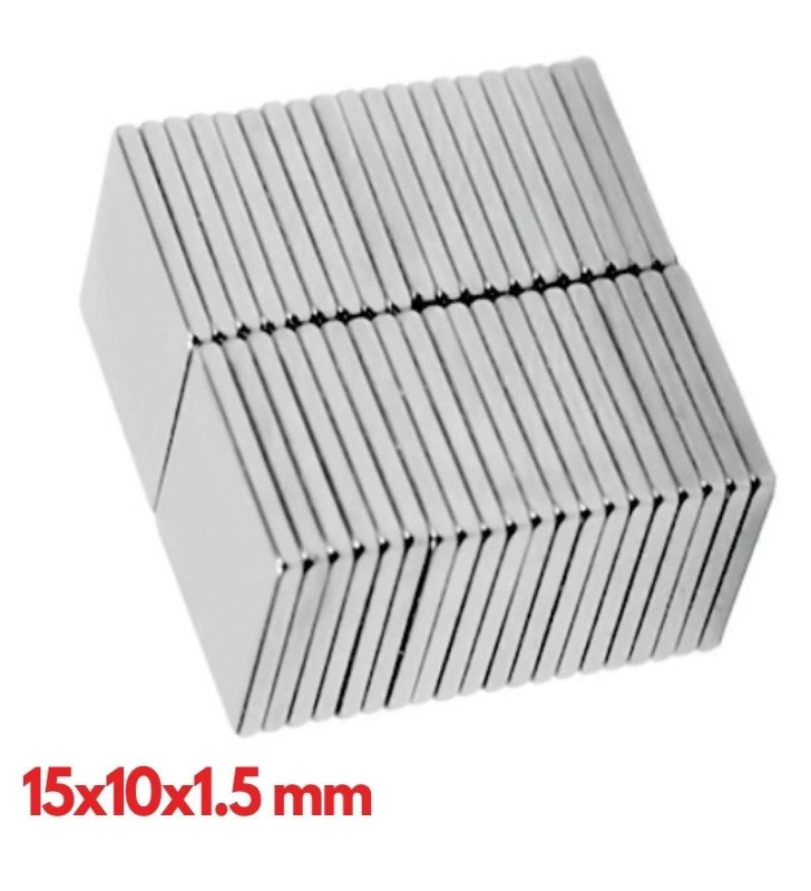 5 Adet 15x10x1.5 mm Köşeli Neodyum Mıknatıs N35 Magnet Dayanıklı Nikel Kaplama ( Lisinya )