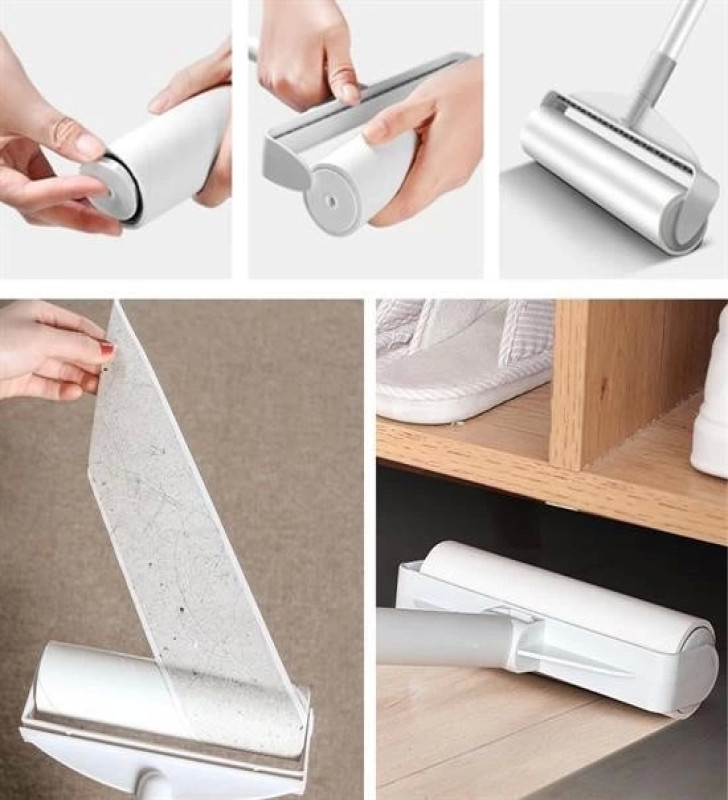 Pratik Temizlik İçin Yapışkanlı Tüy Rulosu 24 Cm Teleskopik Uzayabilen Saplı 2 Yedekli ( Lisinya )