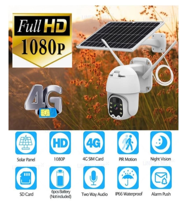 Sim Kartlı 4g Ptz 360 Hareketli Solar Güneş Enerjili 1080p Kamera Türkçe Program Son Sürüm ( Lisinya )