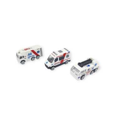 3'lü İş Makinaları Road Seti - Die Cast - DS044 - Ambulans (Lisinya)
