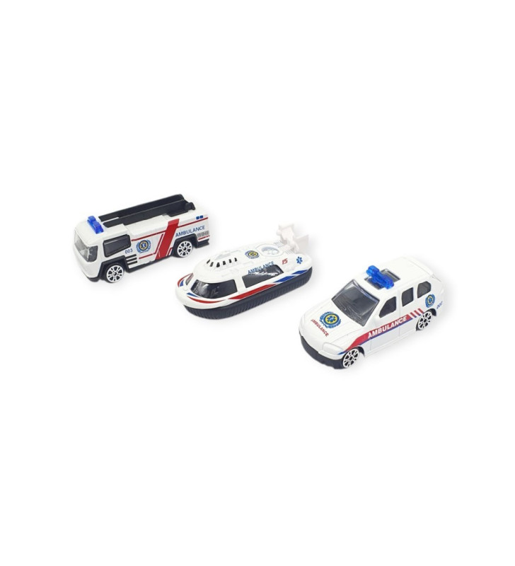 3'lü İş Makinaları Road Seti - Die Cast - DS044 - Ambulans (Lisinya)