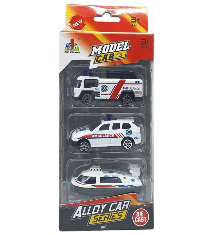 3'lü İş Makinaları Road Seti - Die Cast - DS044 - Ambulans (Lisinya)