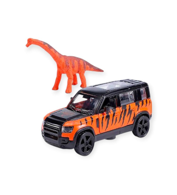 Çek Bırak Araç ve Dinazor Oyun Seti - 6843-2D- Turuncu (Lisinya)