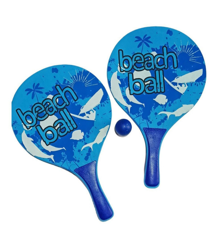 Beach Ball Tahta Raket - 3394 - Mavi (Lisinya)