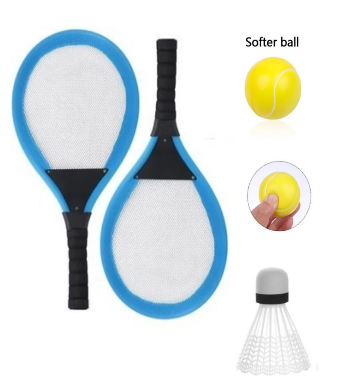 Badminton Seti ve Soft Tenis Topu - RKT-35 - Mavi (Lisinya)