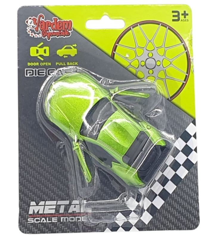 Çek Bırak Metal Küçük Arabalar 8 cm - 6411A-2 - Yeşil (Lisinya)