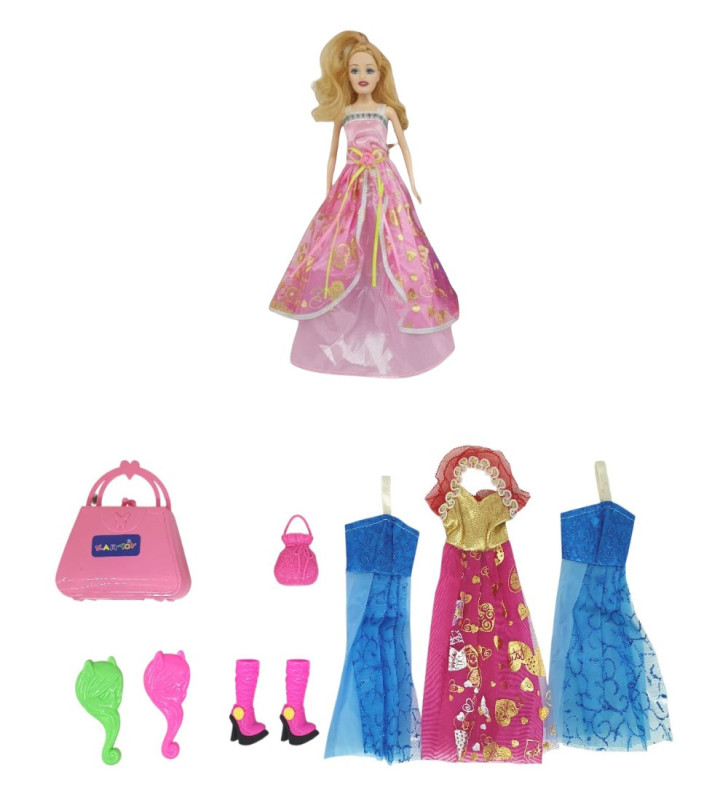 Bebek Yedek Elbiseli Ve Aksesuarlı - 1115-21 - Açık Pembe (Lisinya)