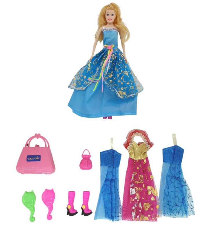 Bebek Yedek Elbiseli Ve Aksesuarlı - 1115-21 - Mavi (Lisinya)