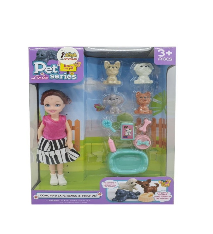 Pet Shop - Bebekli Köpek Bakım Seti - 7722-3 - Esmer (Lisinya)