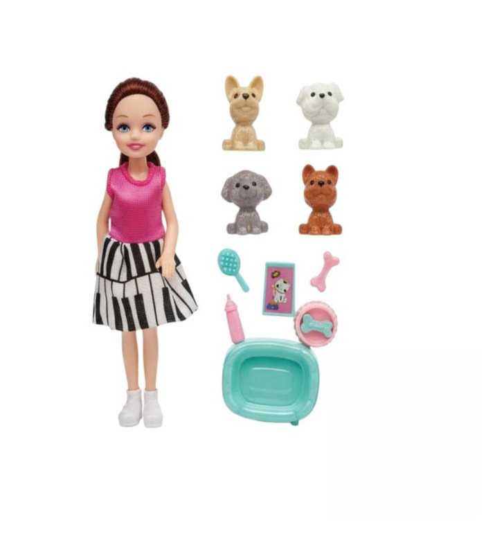 Pet Shop - Bebekli Köpek Bakım Seti - 7722-3 - Esmer (Lisinya)