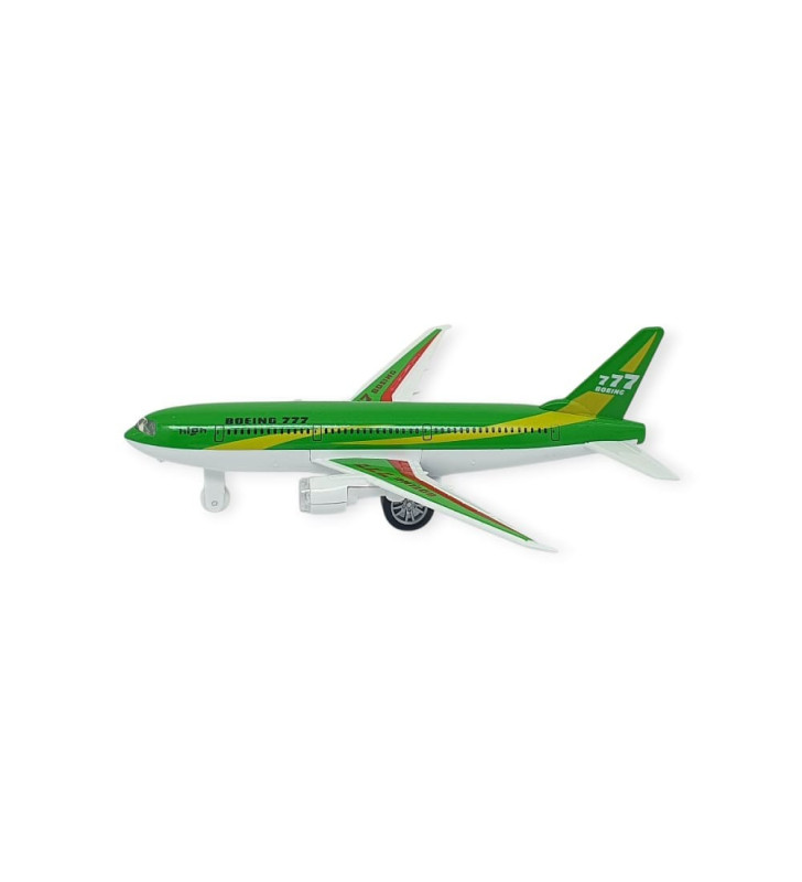 Çek Bırak Sesli Işıklı Metal Uçak - 180 - Yeşil (Lisinya)