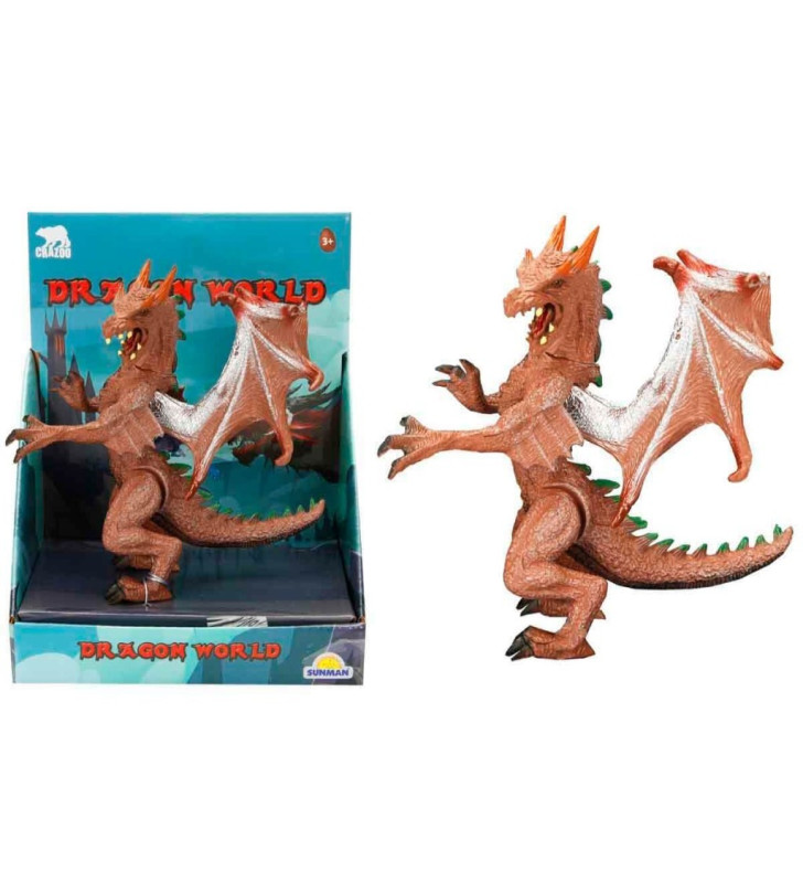 Standlı Ejderha Figürü 13 cm - Kahverengi (Lisinya)