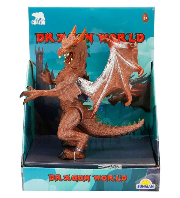 Standlı Ejderha Figürü 13 cm - Kahverengi (Lisinya)