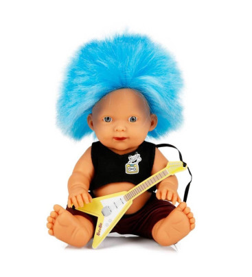 Punkçı Bebek Figürü 25 cm - Mavi Saçlı (Lisinya)