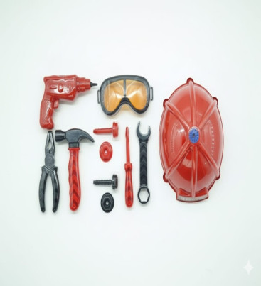 Meslek Setleri - Baretli Tamir Seti 11 Parça - Kırmızı (Lisinya)