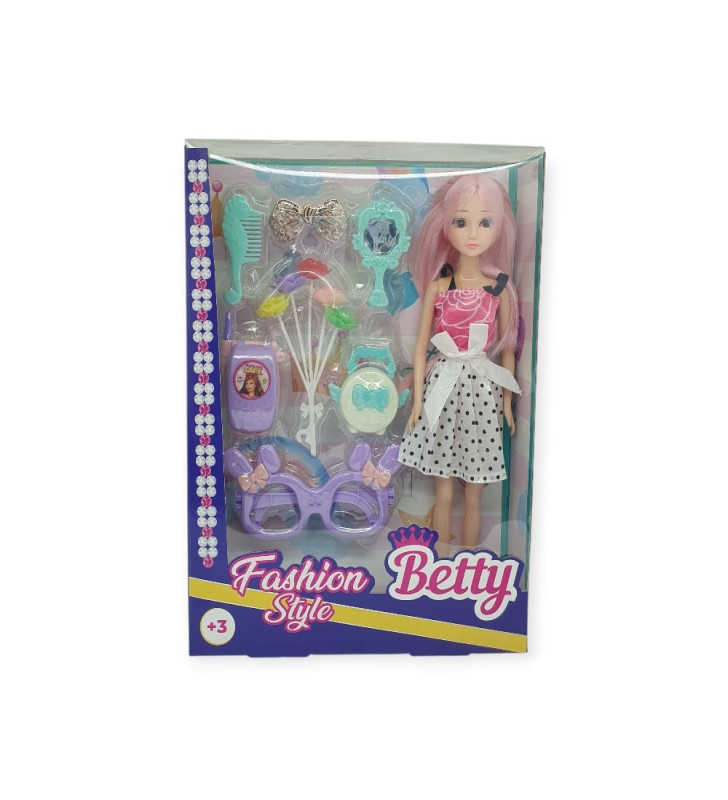 Güzellik Seti 7 Parça Aksesuarlı Bebek Seti - Beyaz Etekli (Lisinya)