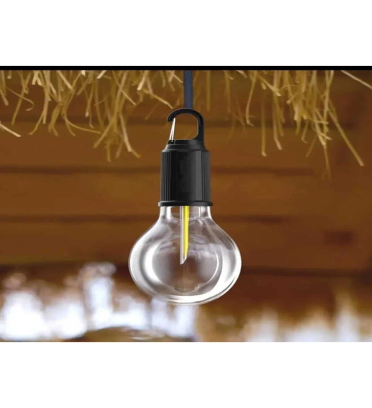 Taşınabilir Şarjlı Led Ampül Outdoor Kamp Bahçe Lambası 10W Askılı Kırılmaz Led Işık ( Lisinya )