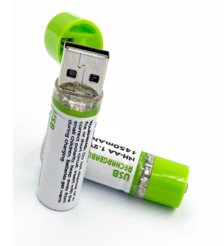 Usb ile Şarj Olabilen 2 li 1450 mah Lityum Şarjlı Kalem Pil ( Lisinya )